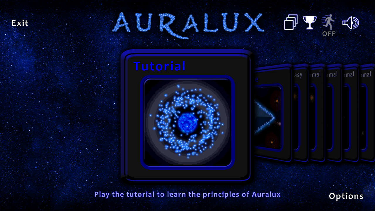 Auralux level selection screen