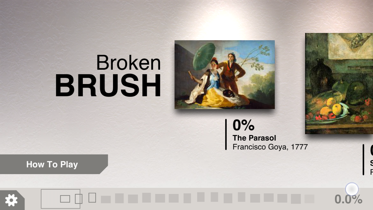The Broken brush title screen liiks like entering a classical art gallery.