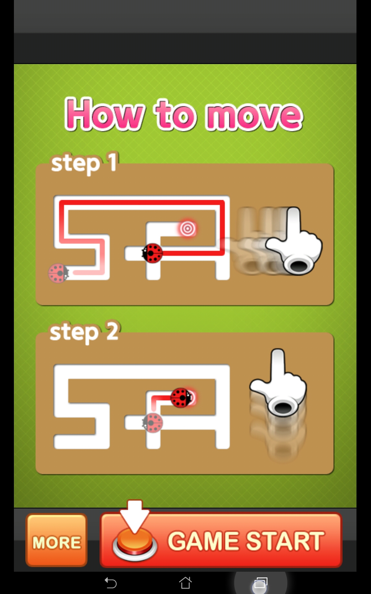 Tutorial screenshot explaining how to move with a mazi visual and a hand showing the motion to perform.