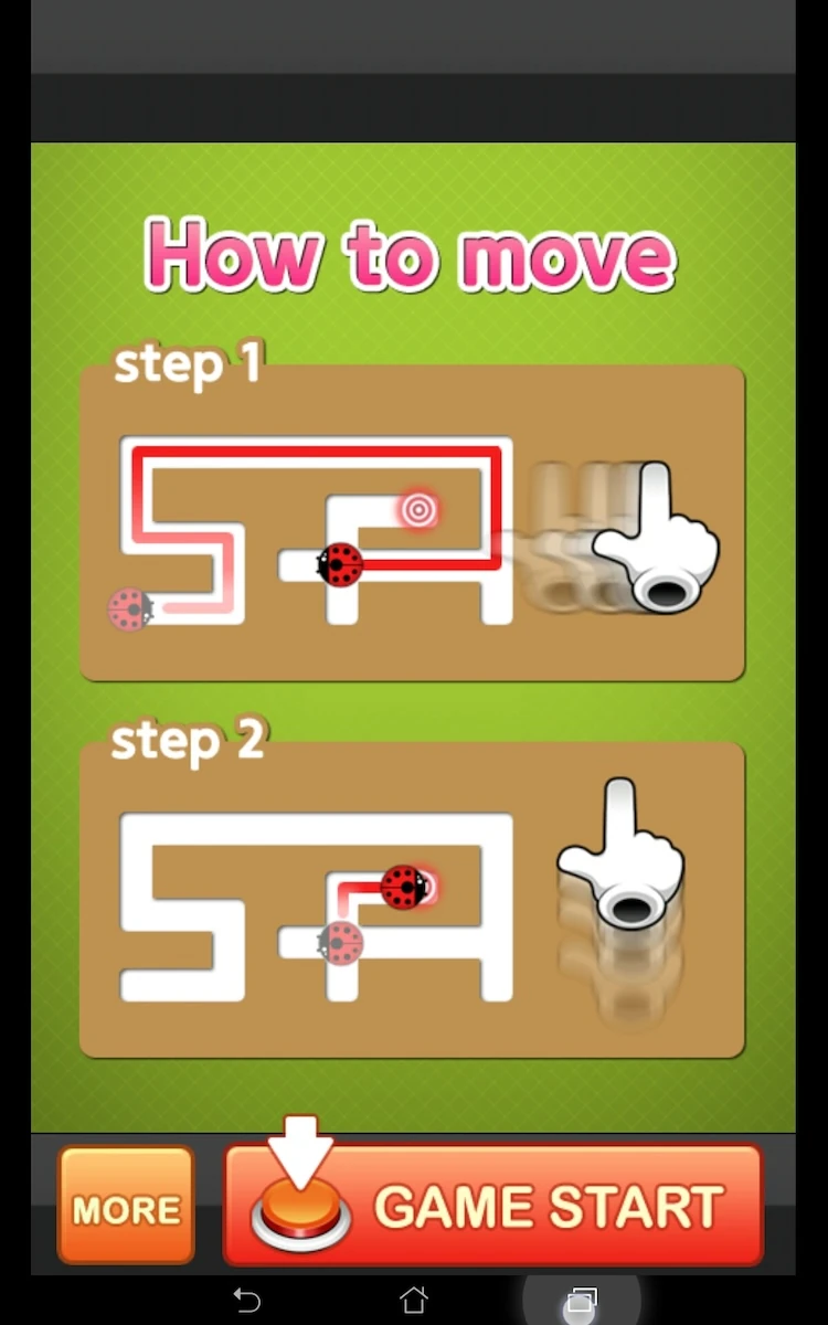 Tutorial screenshot explaining how to move with a mazi visual and a hand showing the motion to perform.