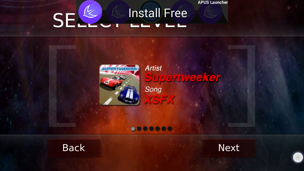 Rythm Racer level list screen.