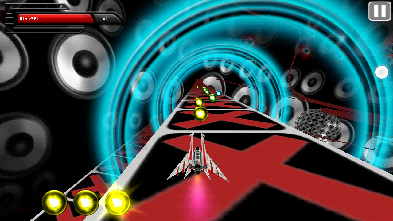 Rythm Racer in game screen with feedback visible on intended notes.