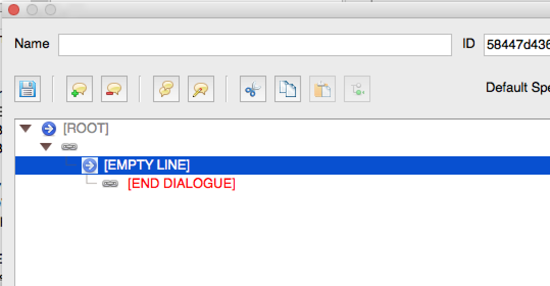 Screenshot of dialog creation menu empty line example