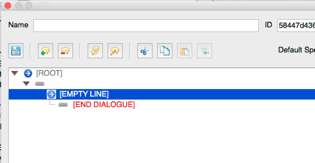 Screenshot of dialog creation menu empty line example