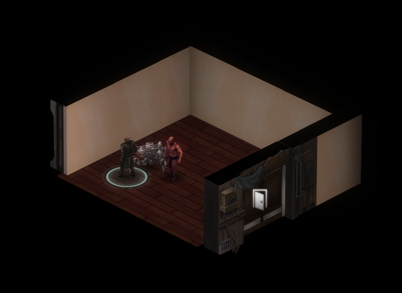 Screenshot of the door interaction in-game