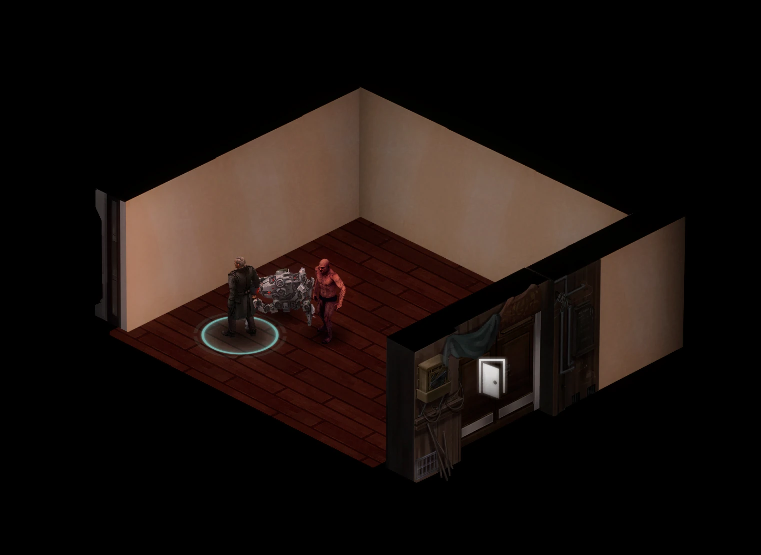 Screenshot of the door interaction in-game