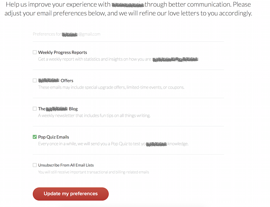 Unsubscribe page with unclear messaging
